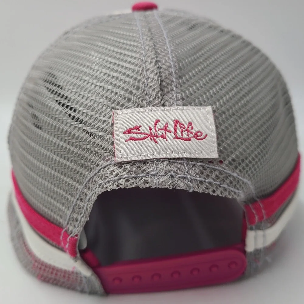 Women Salt Life Hat‎ Snapback Trucker Mesh Pink White Gray Anchor Beach Stripes